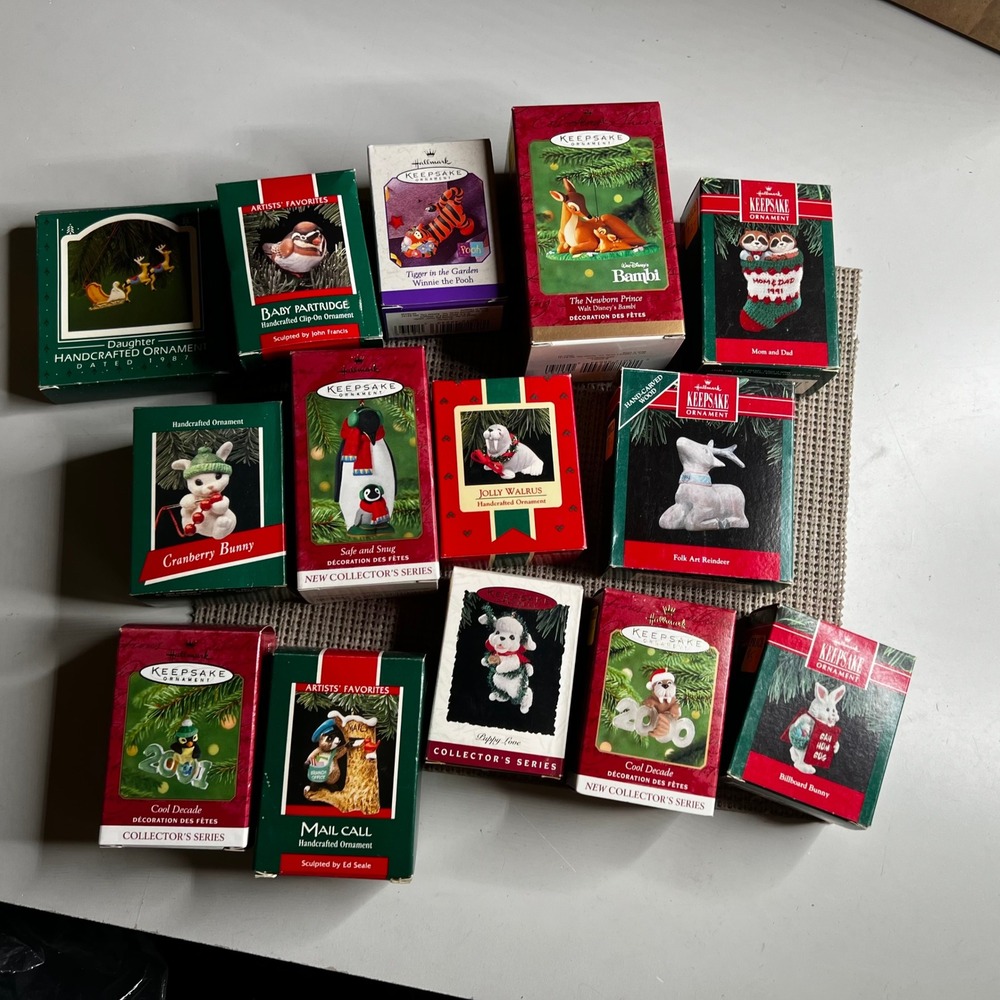 Lot of 14 Hallmark Keepsake Ornaments Disney Bambi Pooh Cool Decade Vintage